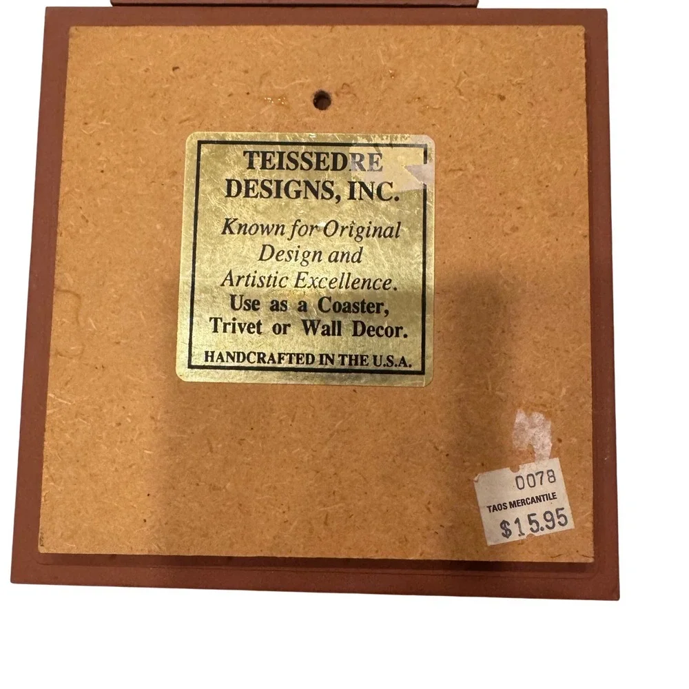 2 Teissedre Designs Kokopelli‎ & Quail Tile Trivet Handcrafted 4x4 6x6 Vintage
